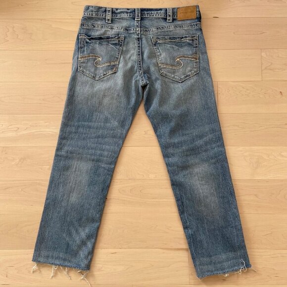 Silver Jeans Co. Eddie Mens relaxed fit lightweight Denim Jeans size 36 raw hems - Picture 2 of 10